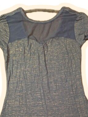 Candie's Olive Heather Short Sleeve Top with Sheer Yoke
